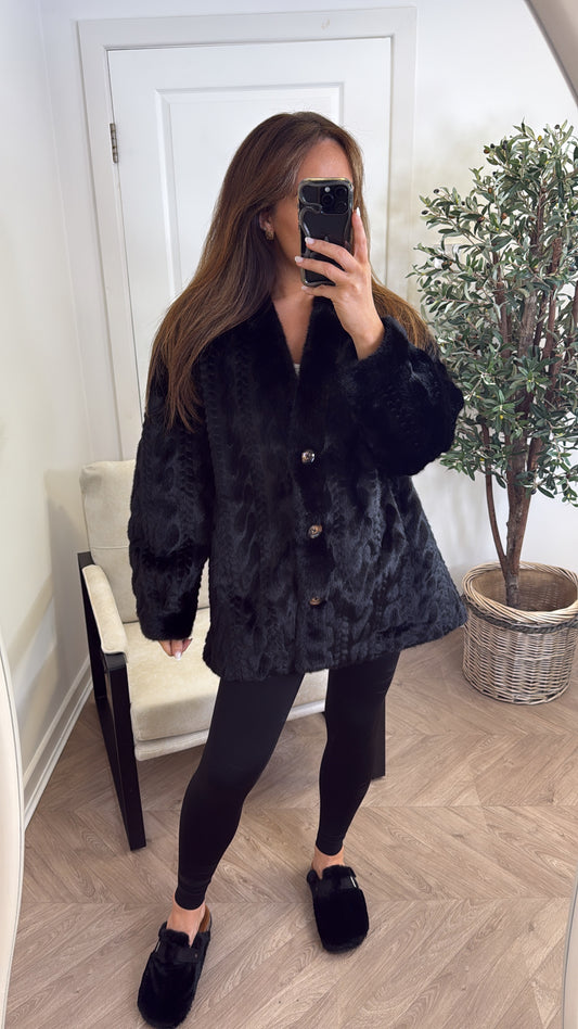 HATTY black faux fur jacket