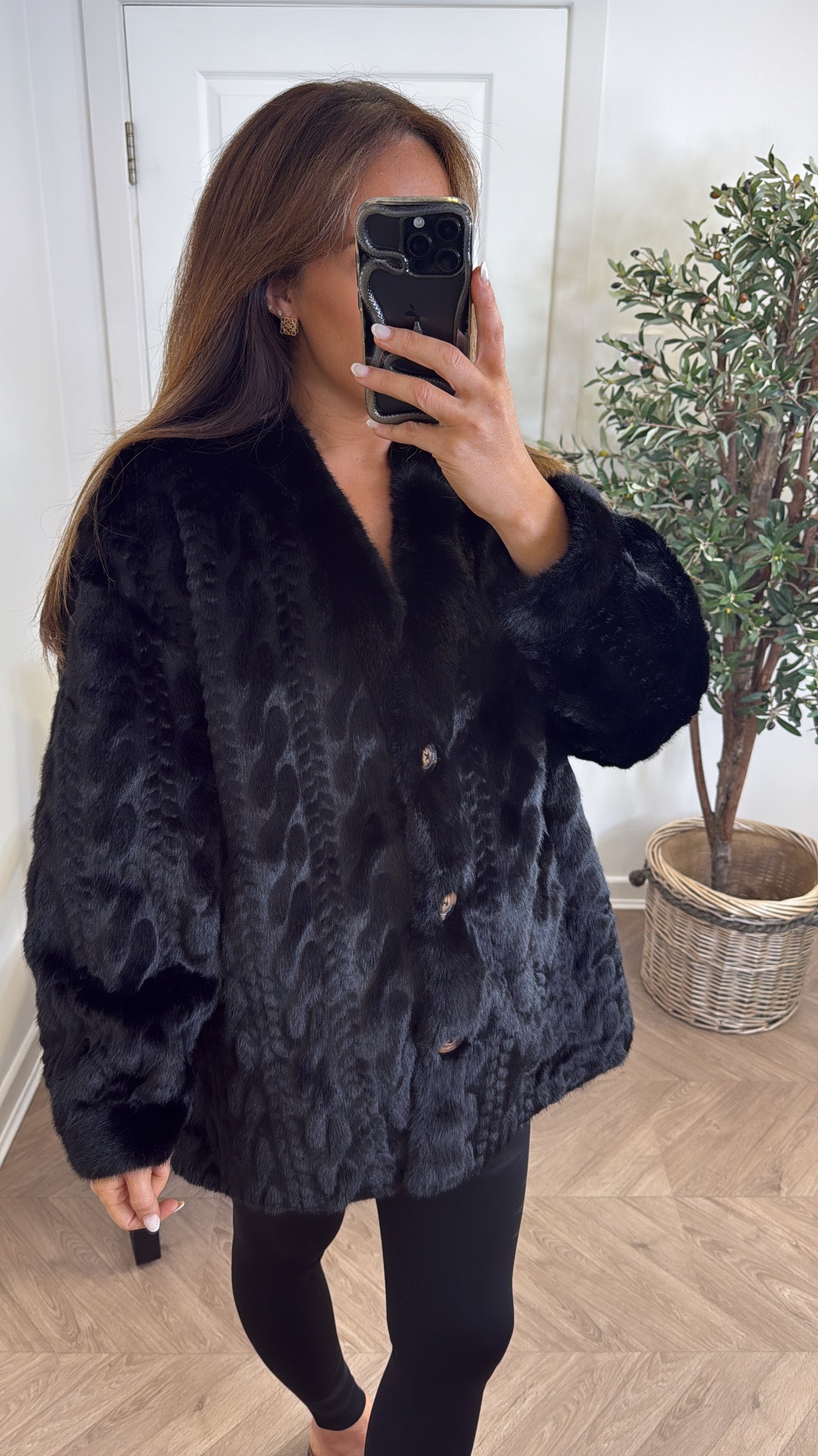 HATTY black faux fur jacket