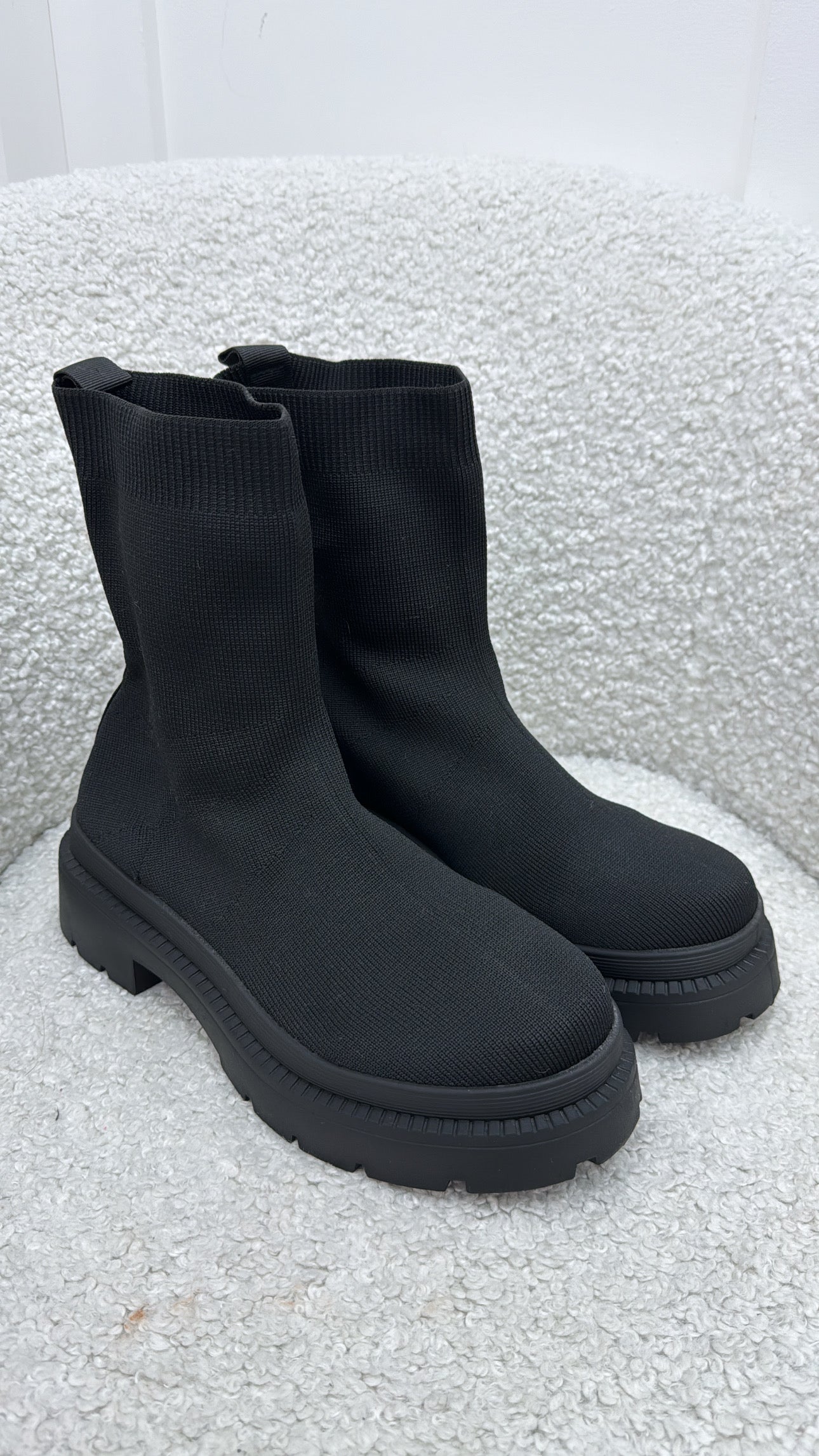 LILLY black ankle sock boots