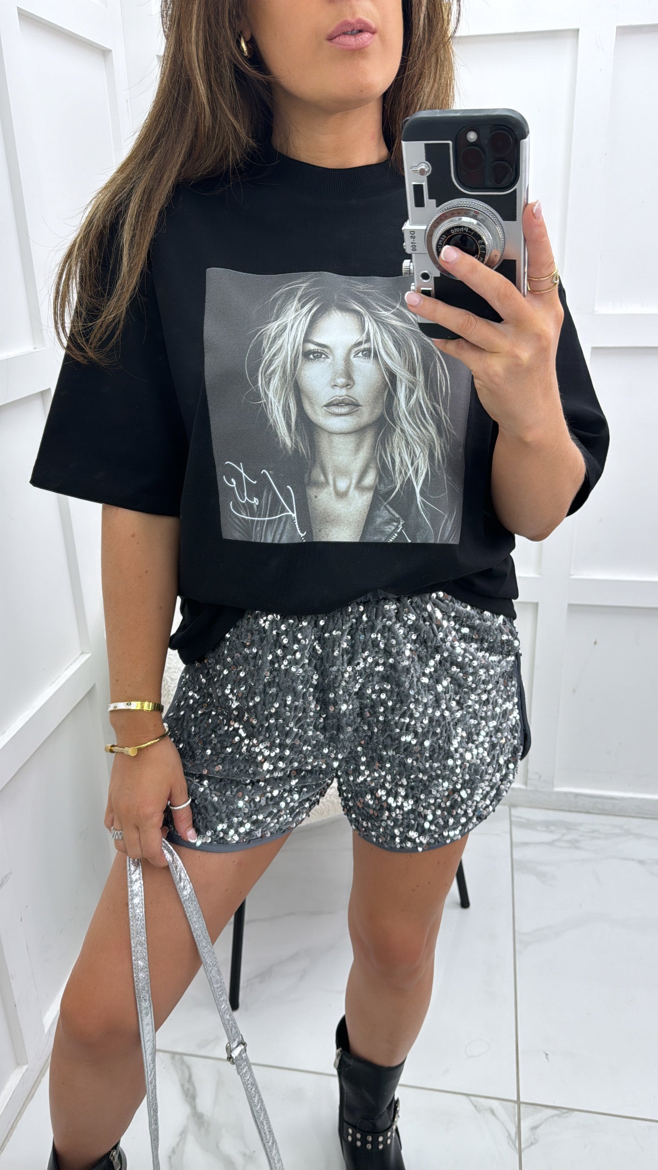 KATE MOSS black oversize graphic t-shirt