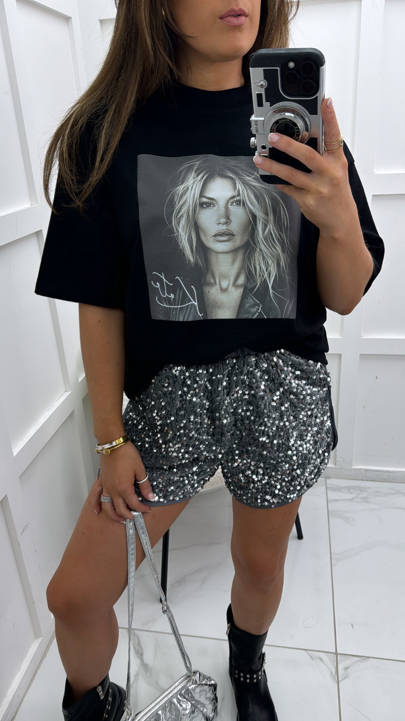 KATE MOSS black oversize graphic t-shirt