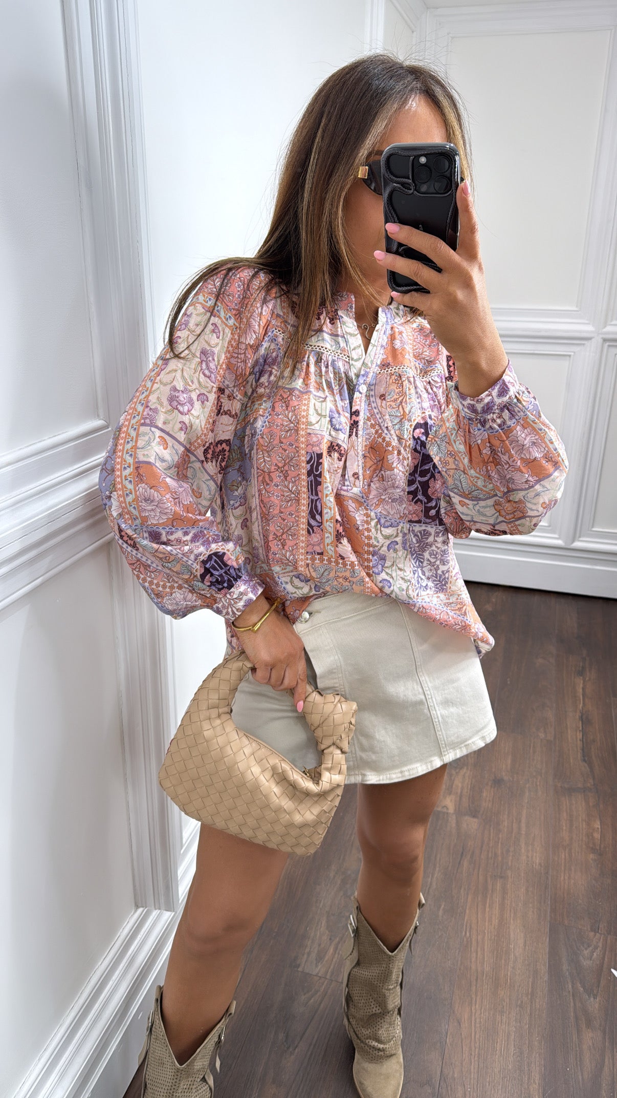 CORA pink floral print smock top