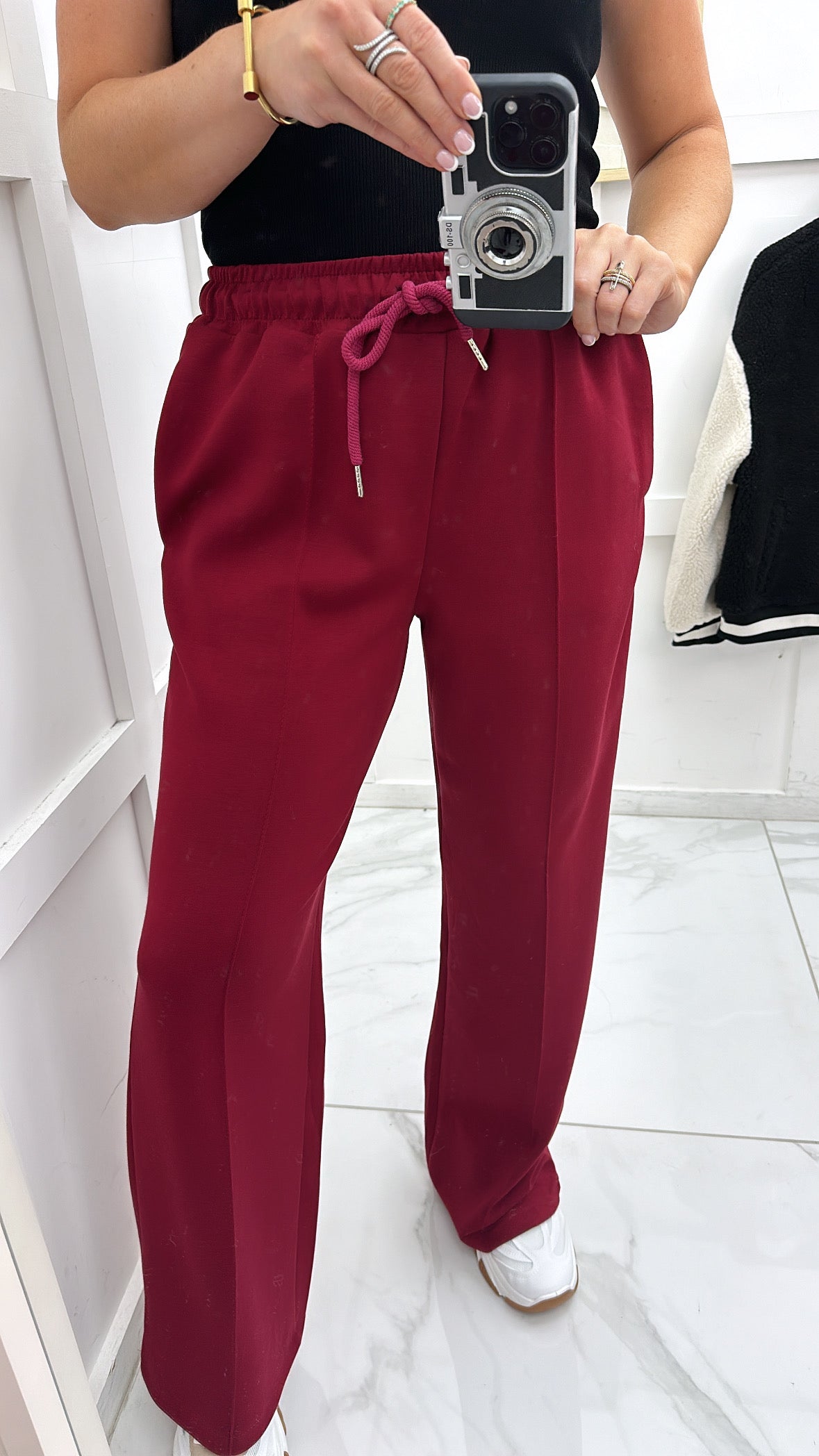 KYLIE burgundy super soft jogger with exposed seam detail