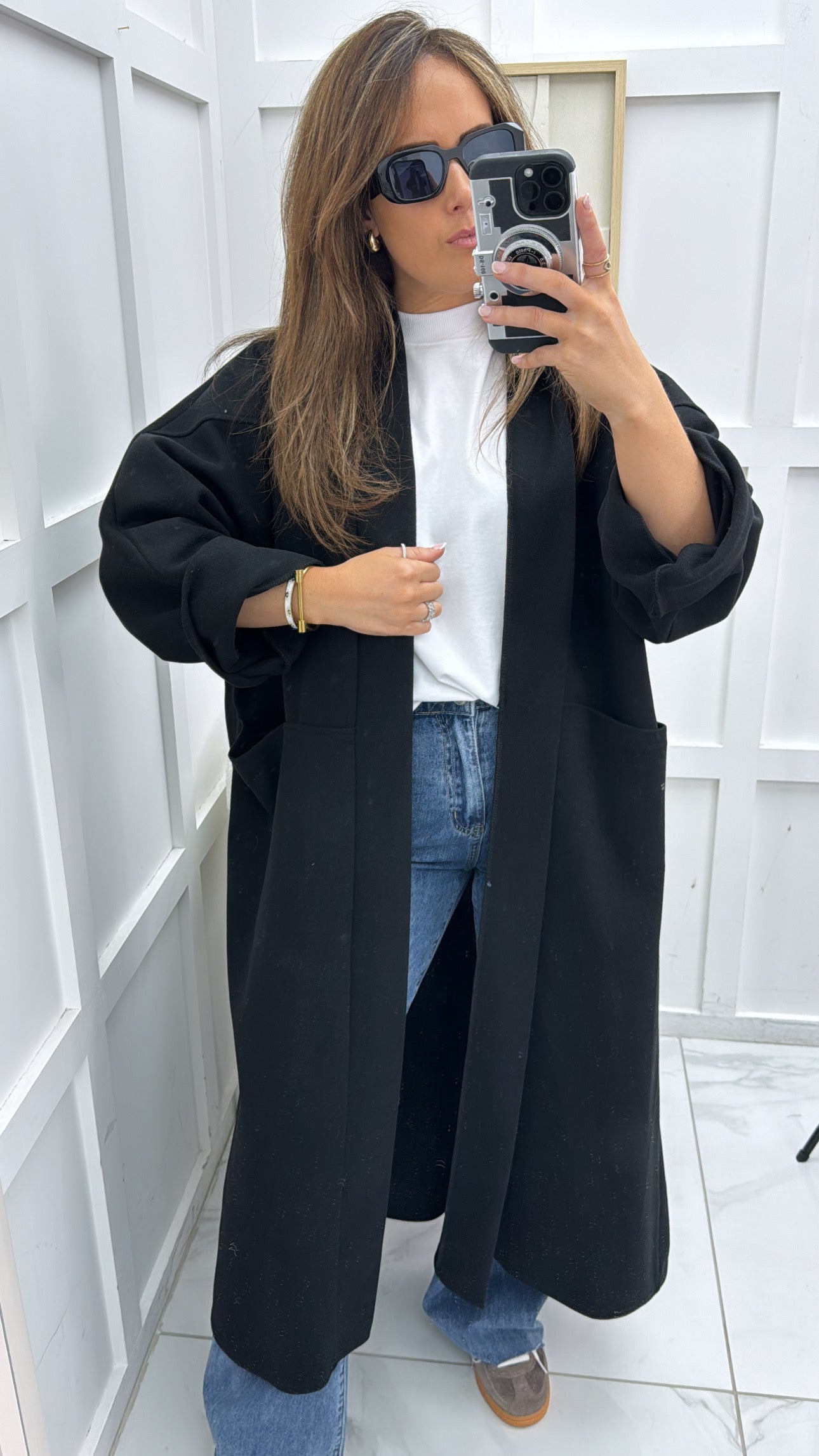 TARA black super soft duster coat