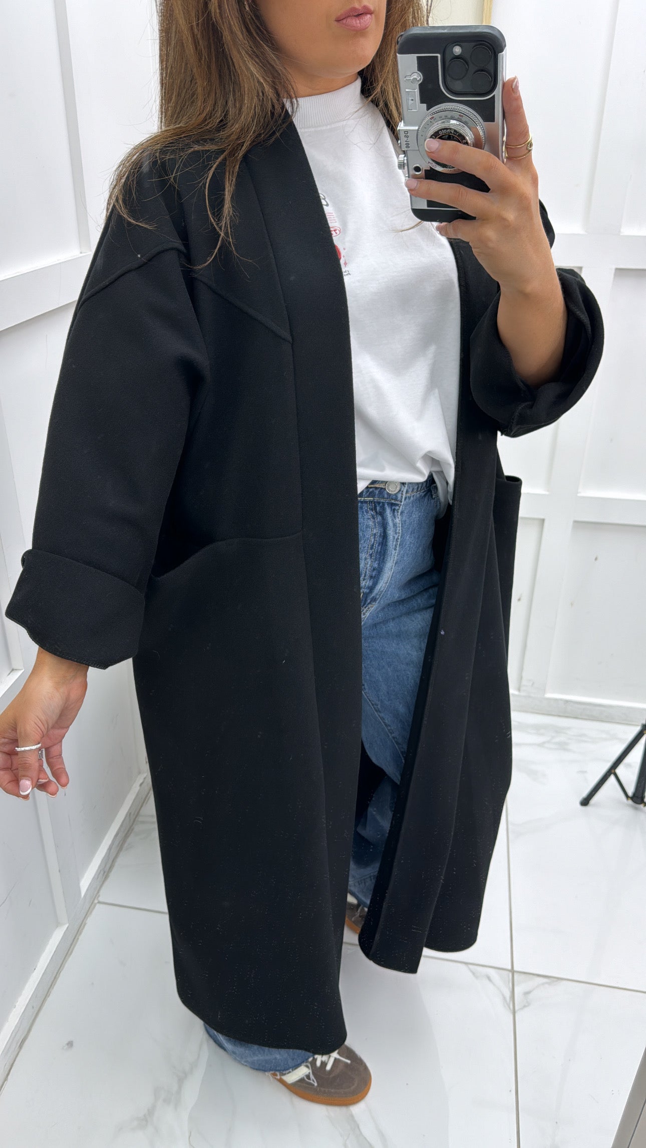 TARA black super soft duster coat