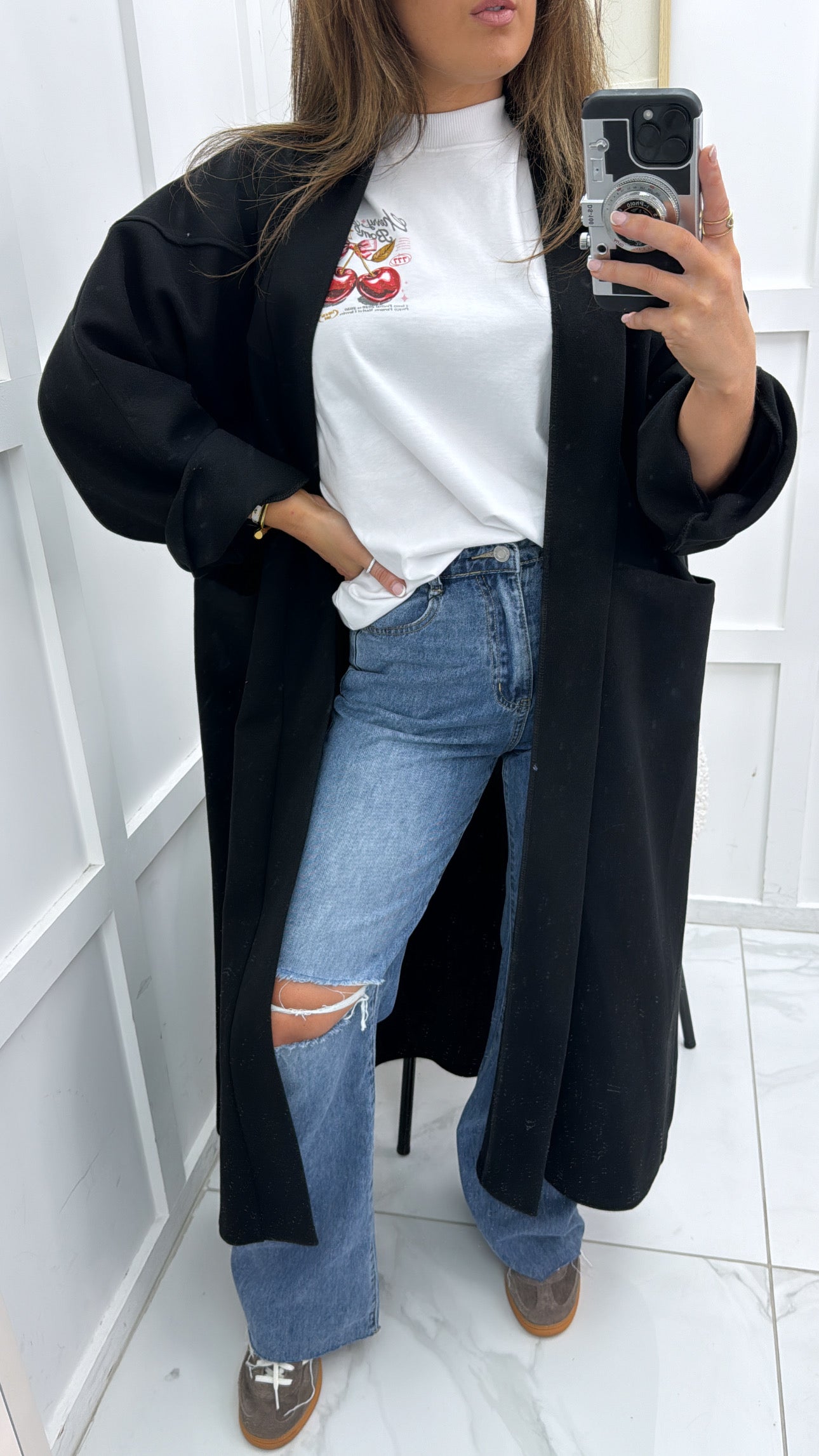 TARA black super soft duster coat