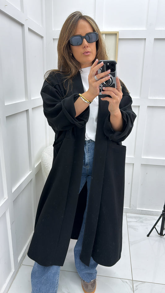 TARA black super soft duster coat