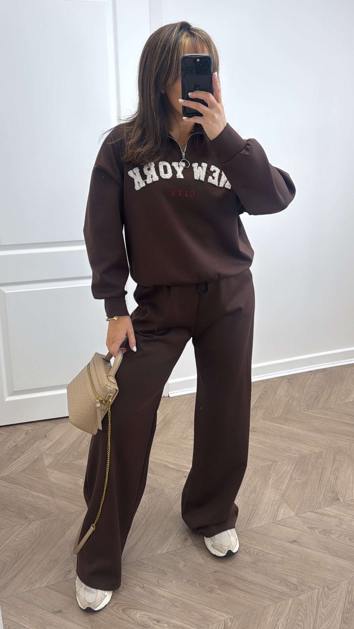 NEW YORK brown borg logo tracksuit