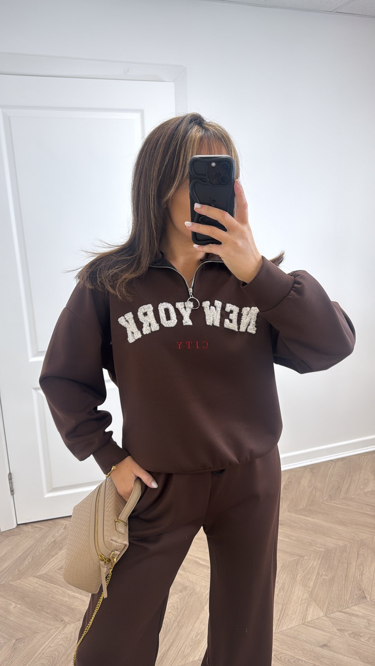 NEW YORK brown borg logo tracksuit