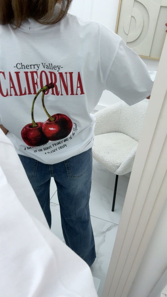 CALIFORNIA white t-shirt with cherry motif