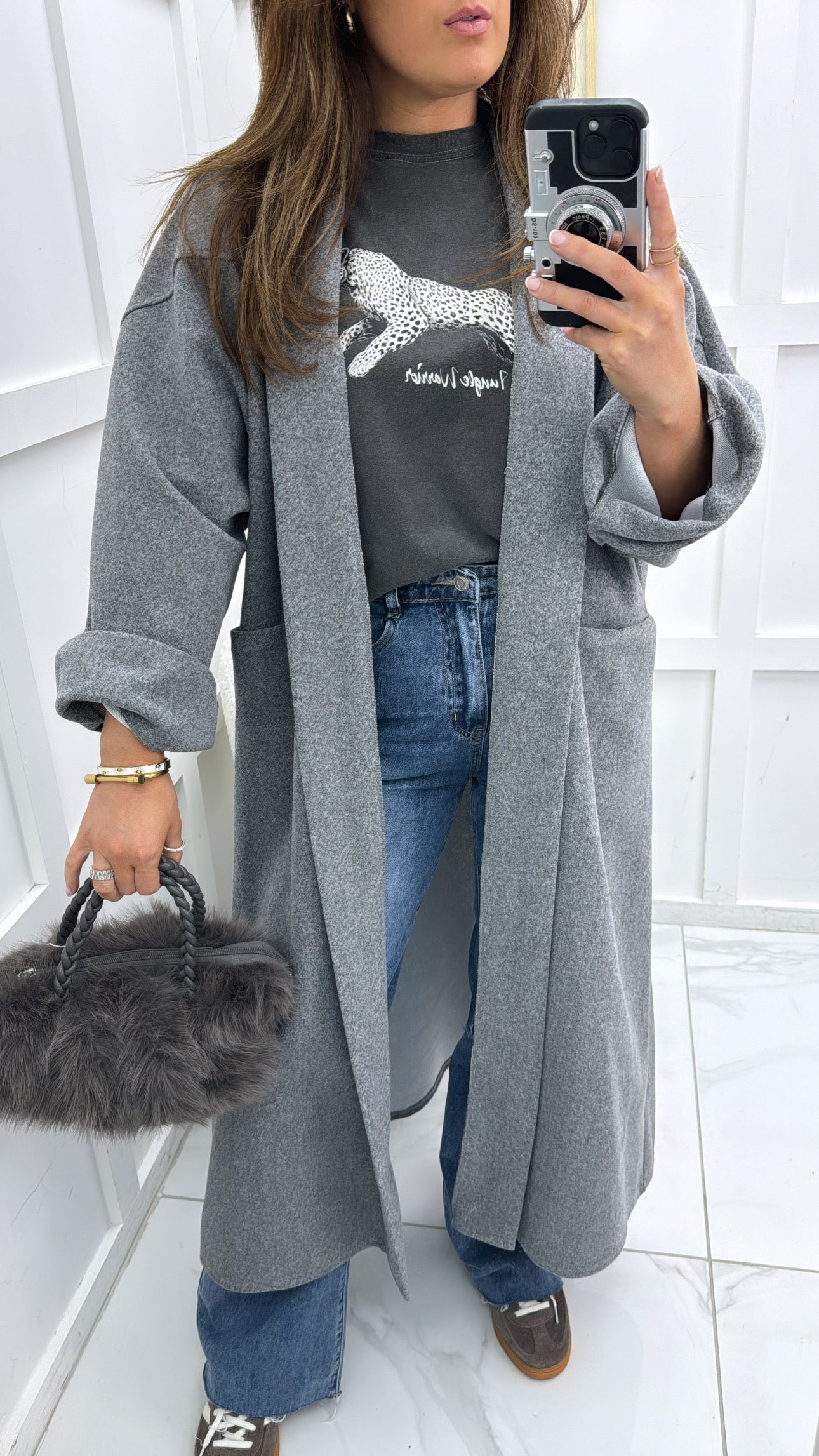 TARA grey super soft duster coat