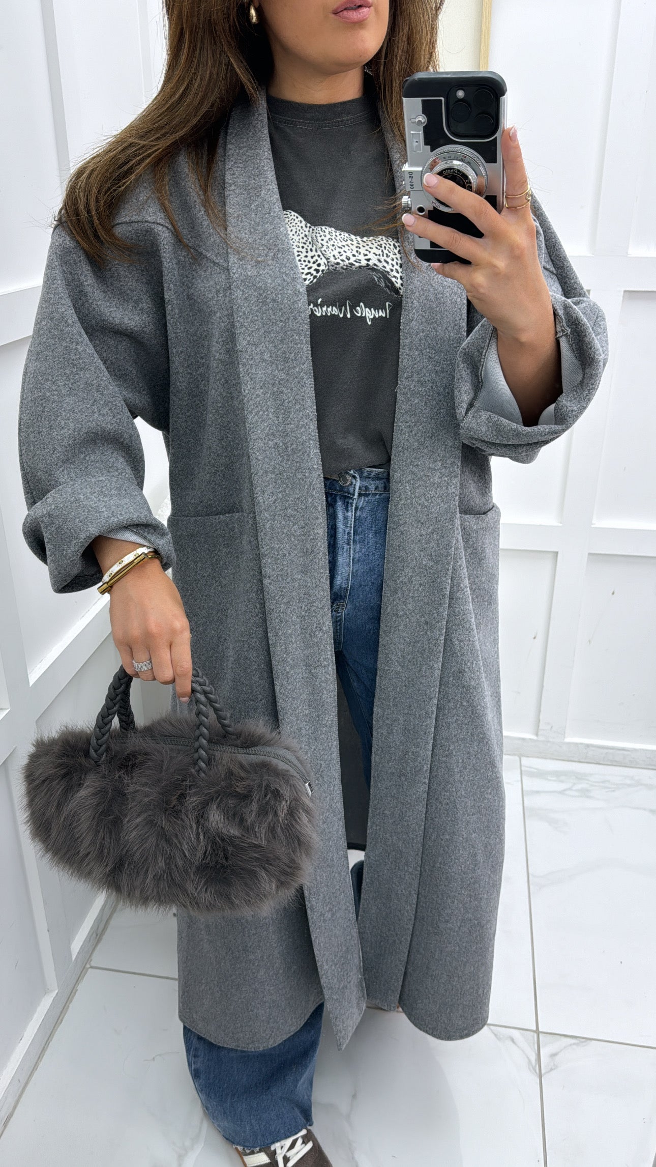 TARA grey super soft duster coat