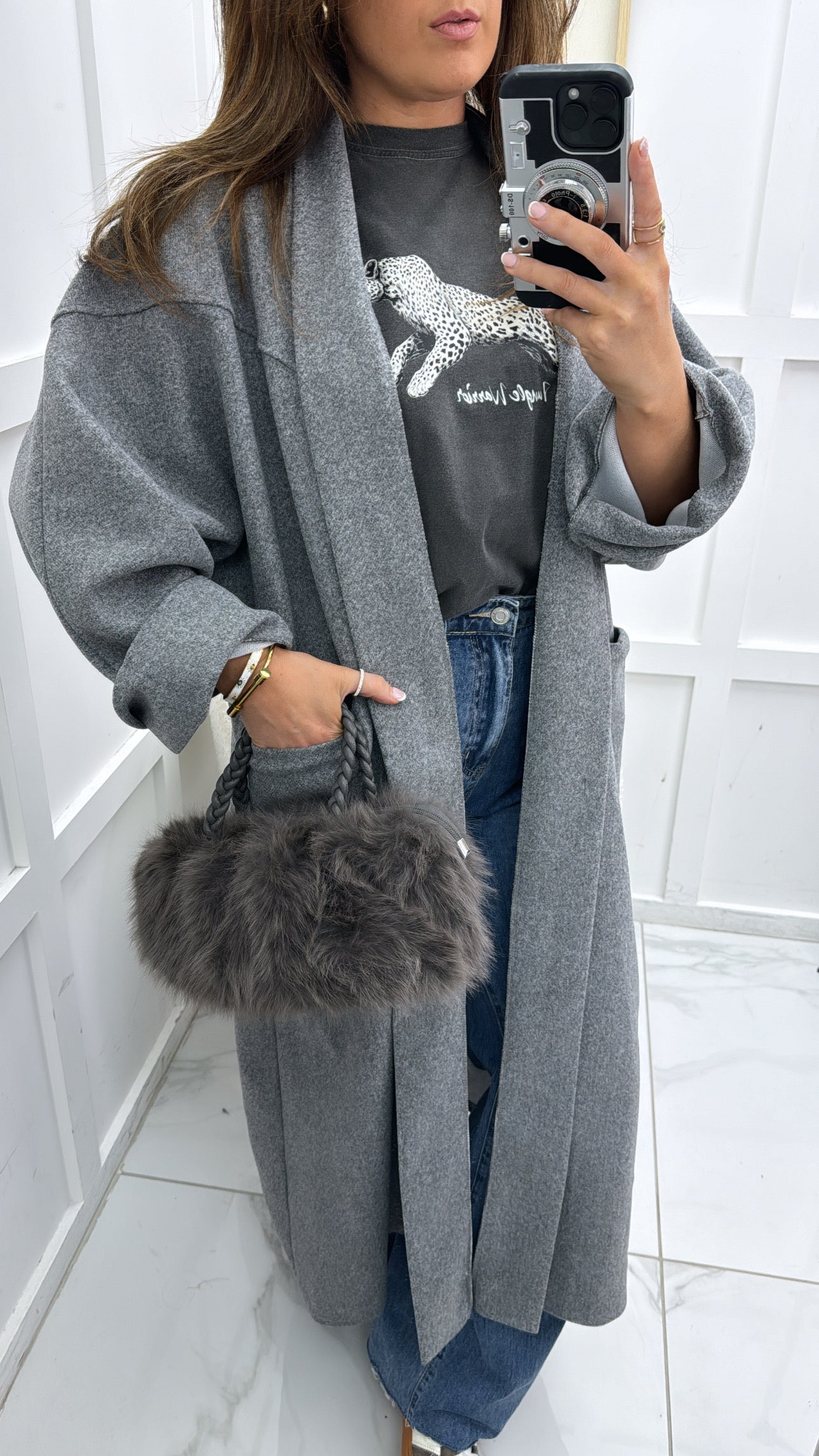 TARA grey super soft duster coat