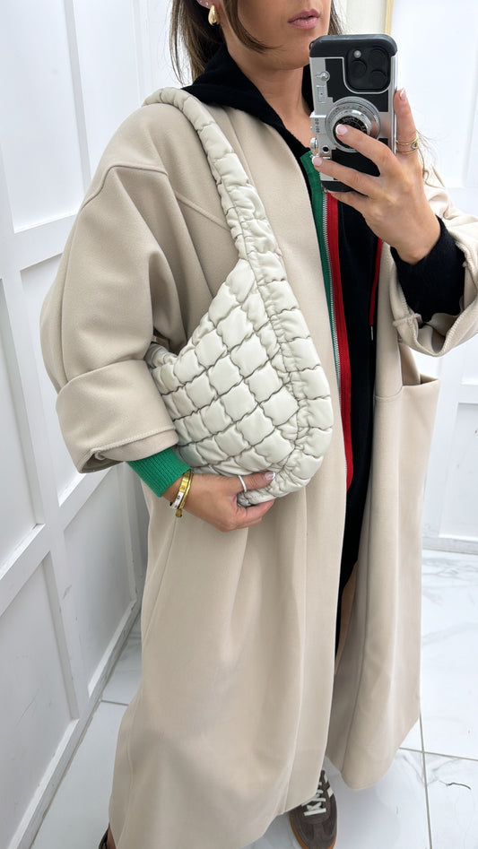 KAYLEY cream quilted shoulder bag