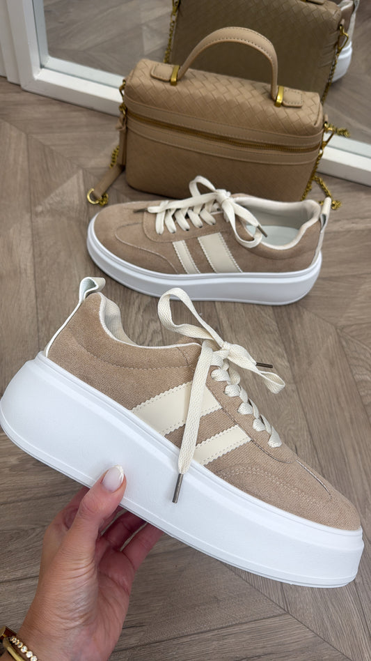 ZIA mocha chunky faux suede trainers