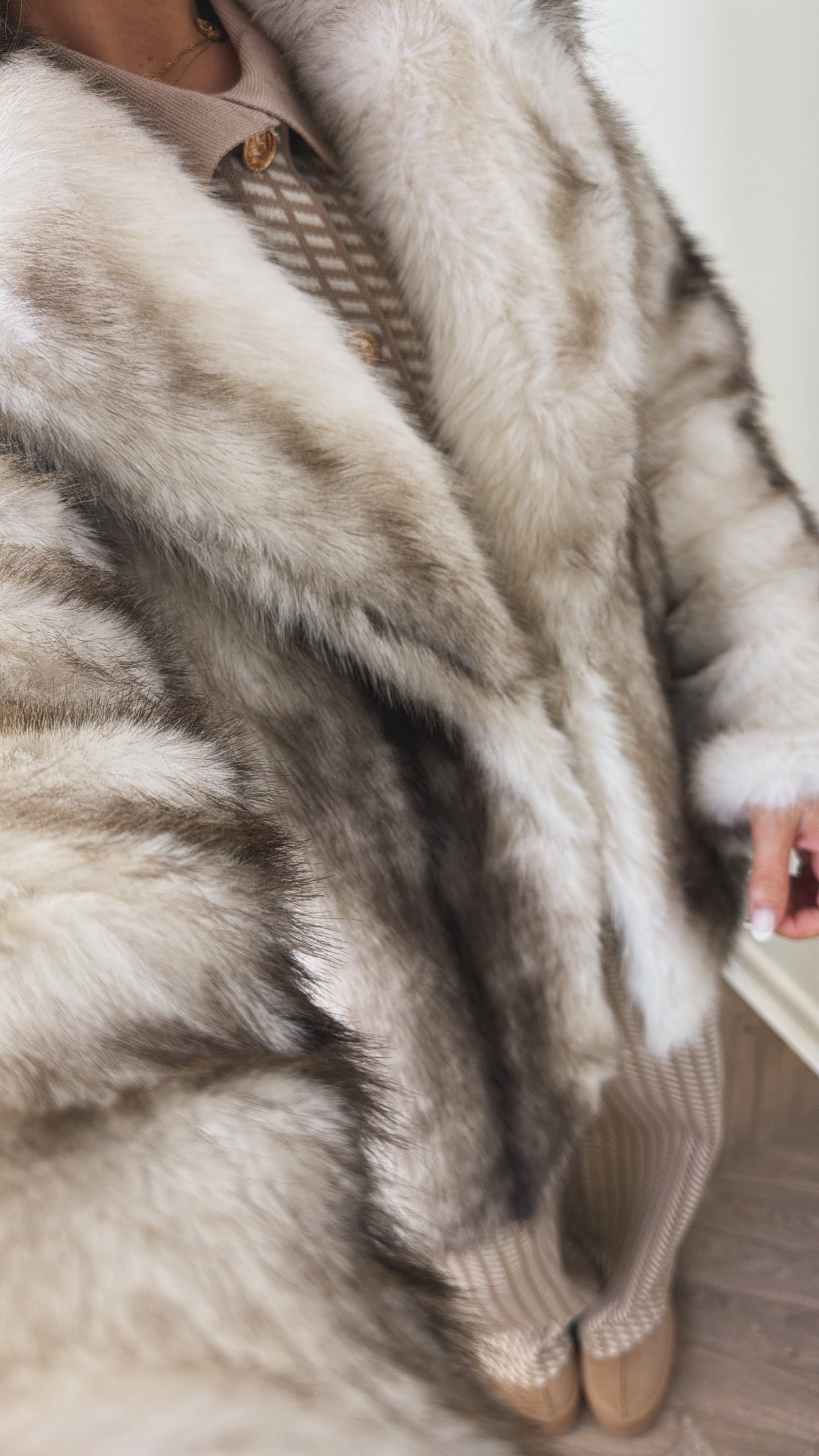 MOLL cream faux fur jacket