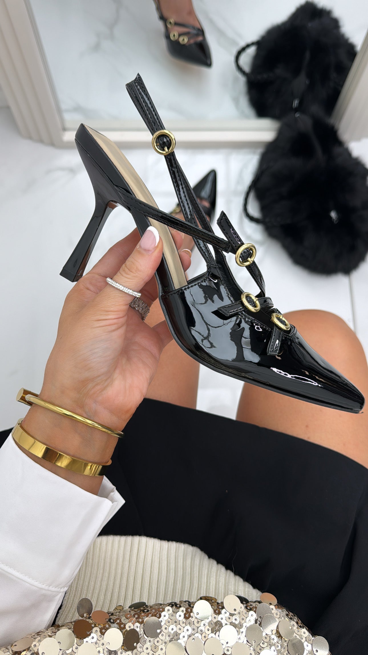 SABRINA black pointed mid heels