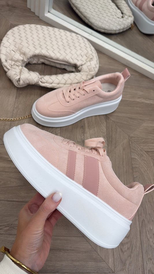 ZIA light pink chunky faux suede trainers