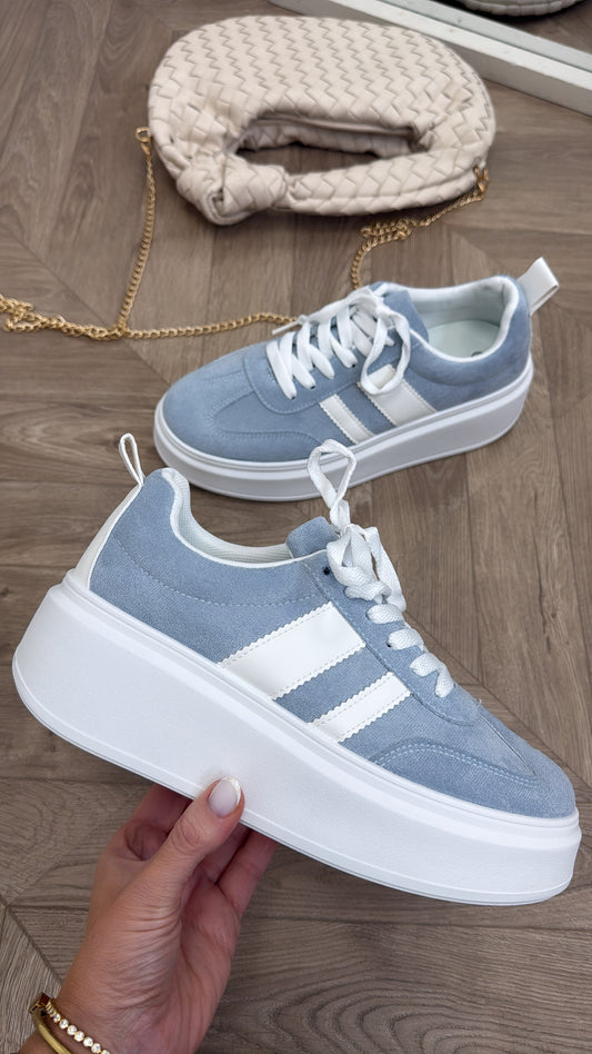 ZIA light blue chunky faux suede trainers