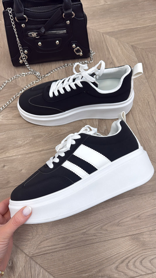 ZIA black chunky faux suede trainers