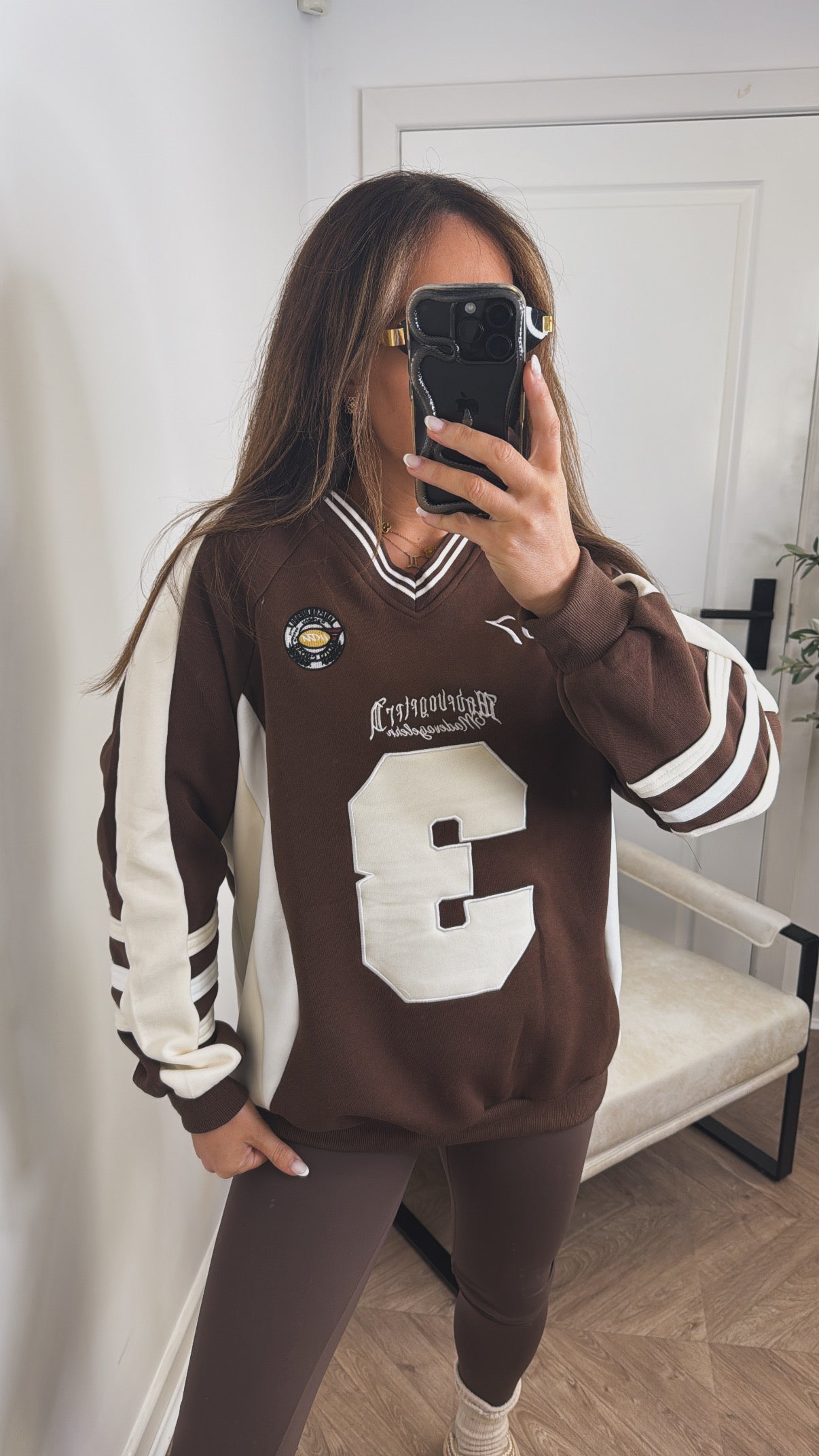 DANNI brown oversize basketball sweatshirt
