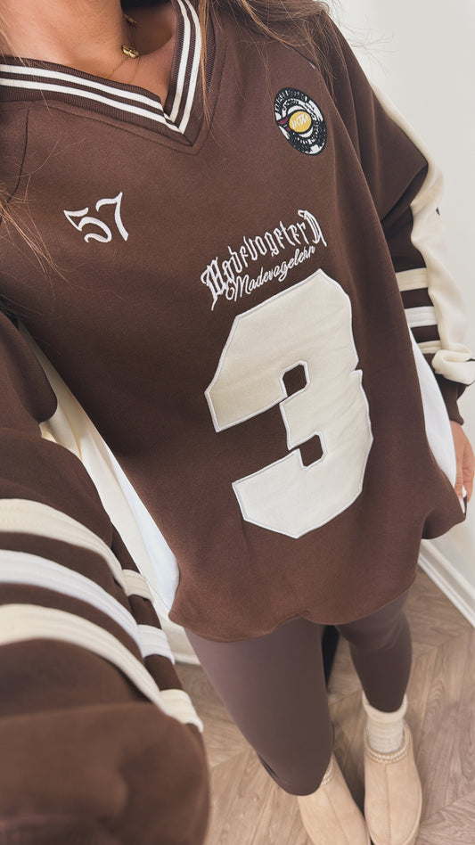 DANNI brown oversize basketball sweatshirt