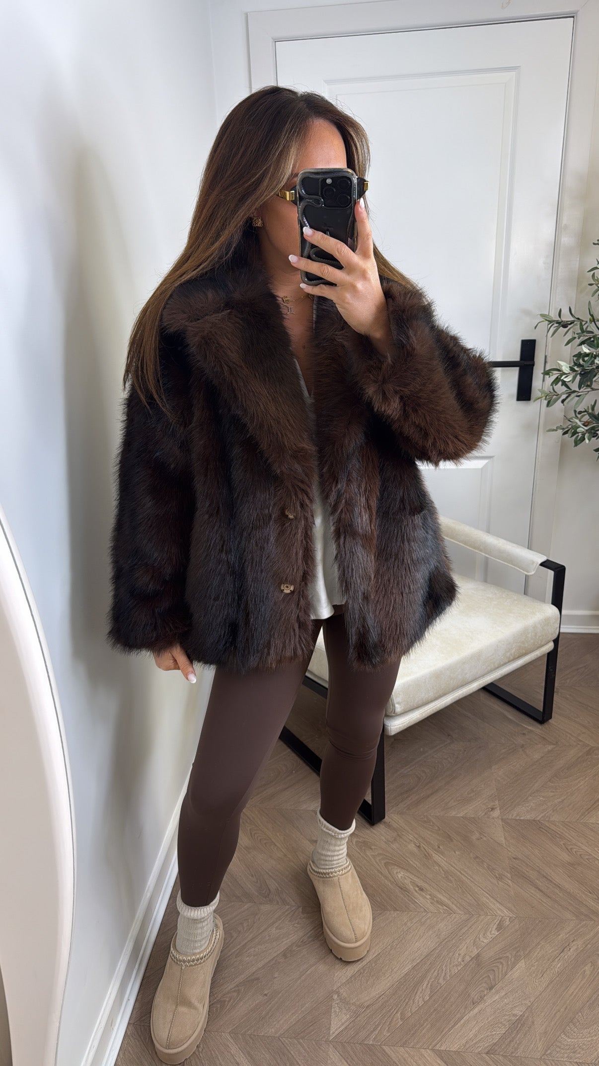 MOLL brown faux fur jacket