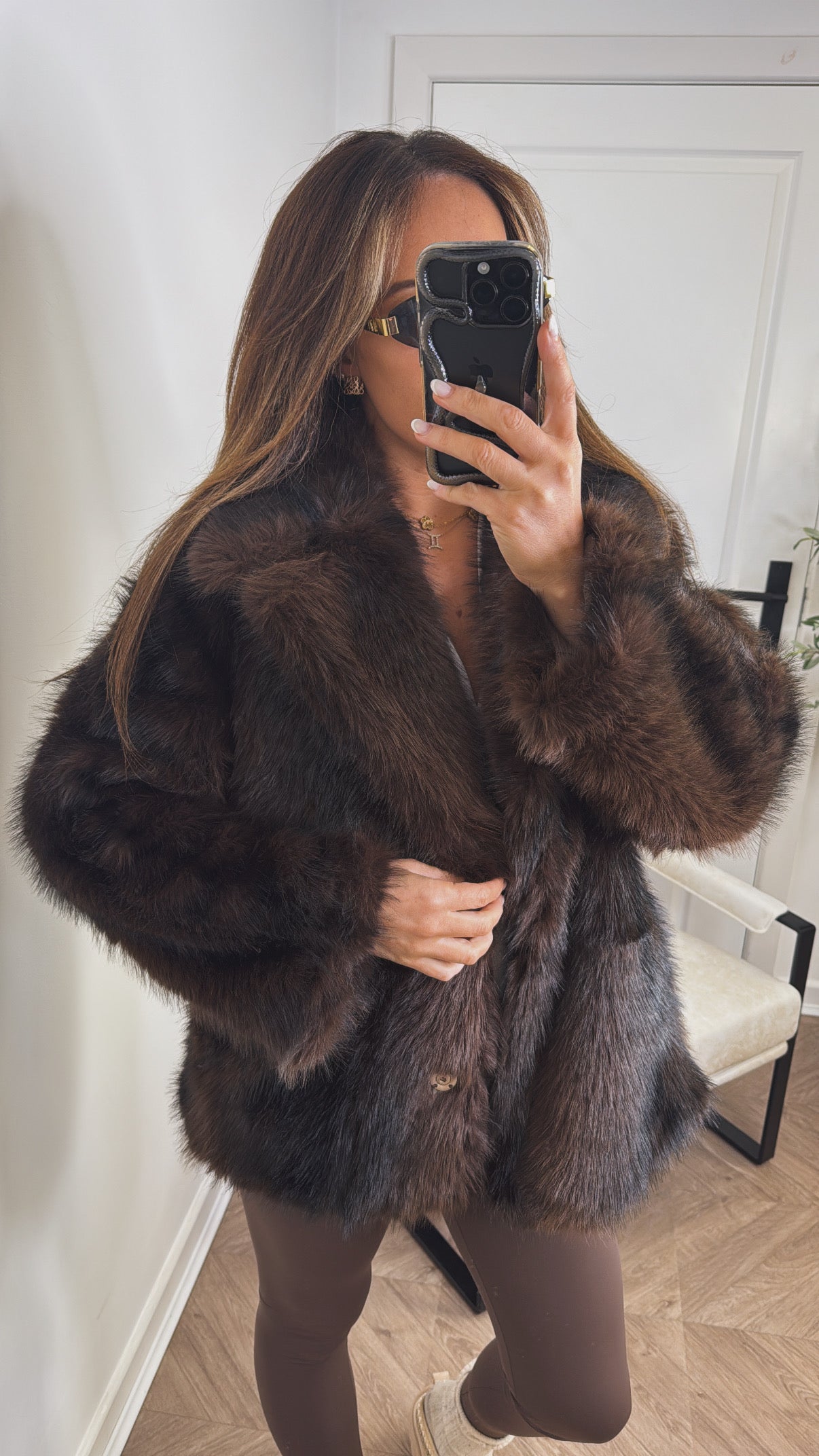 MOLL brown faux fur jacket