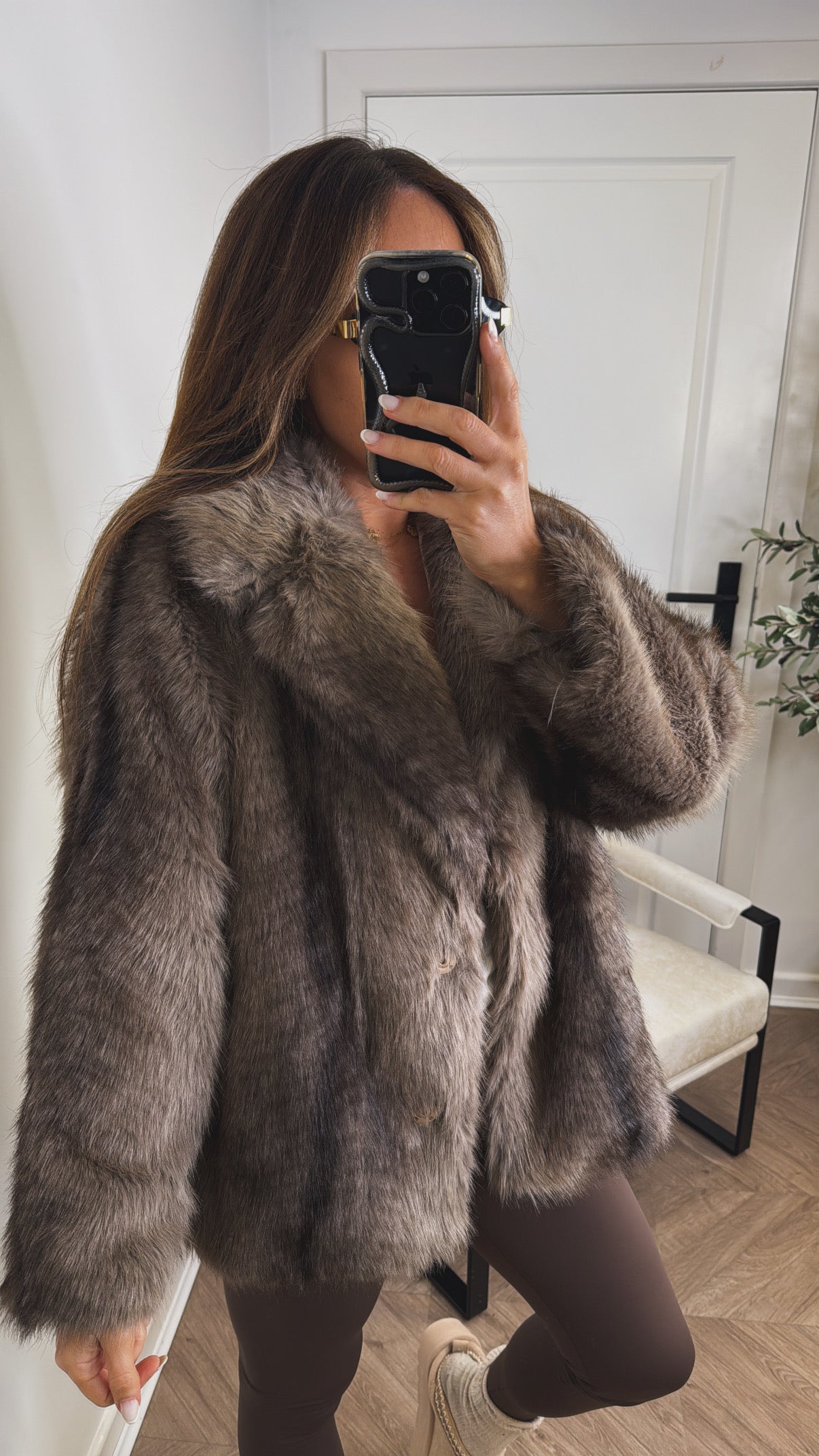 MOLL mocha faux fur jacket