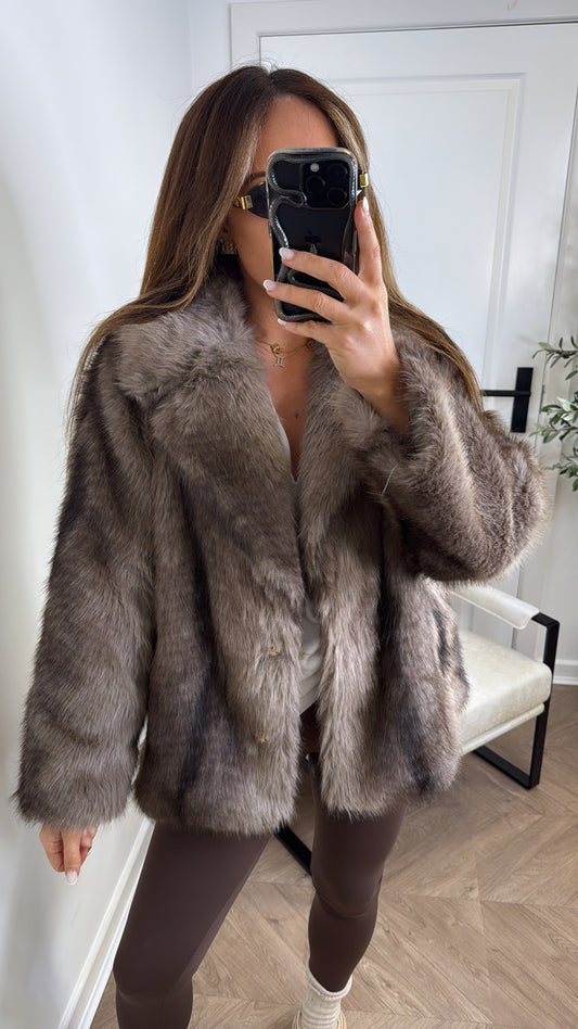 MOLL mocha faux fur jacket