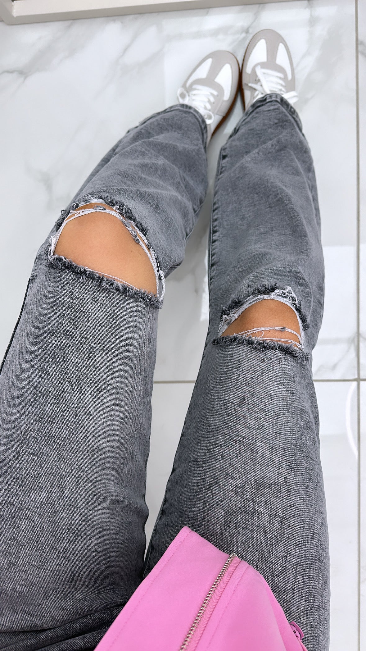 EMMIE grey straight leg denim jeans