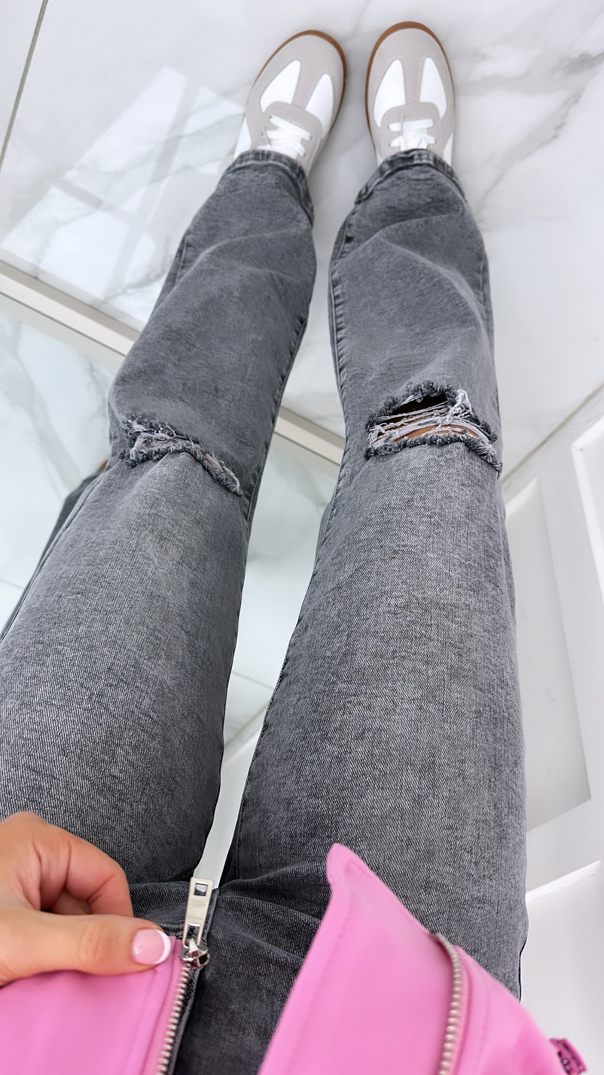 EMMIE grey straight leg denim jeans