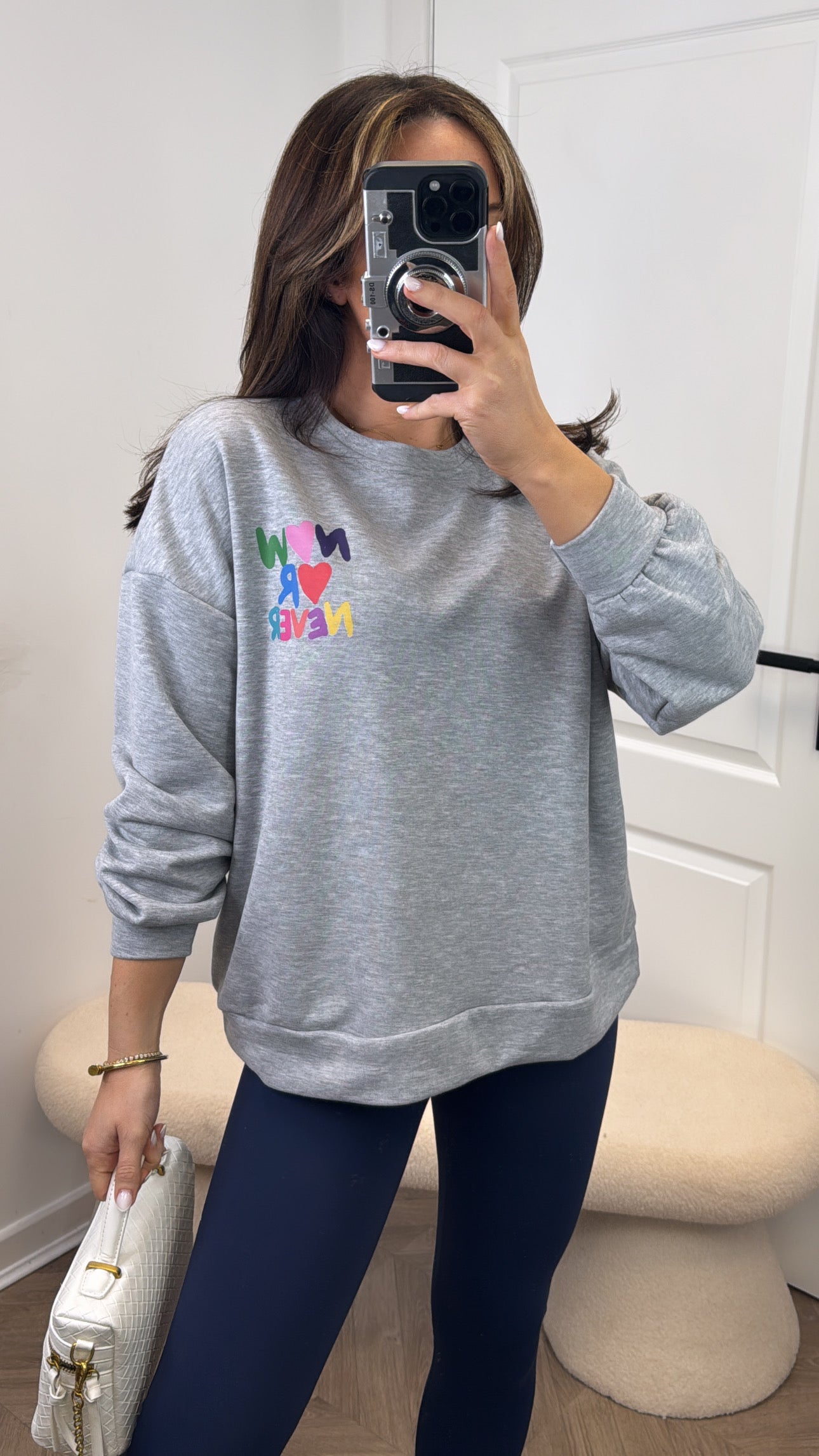 NOW OR NEVER grey logo sweatshirt