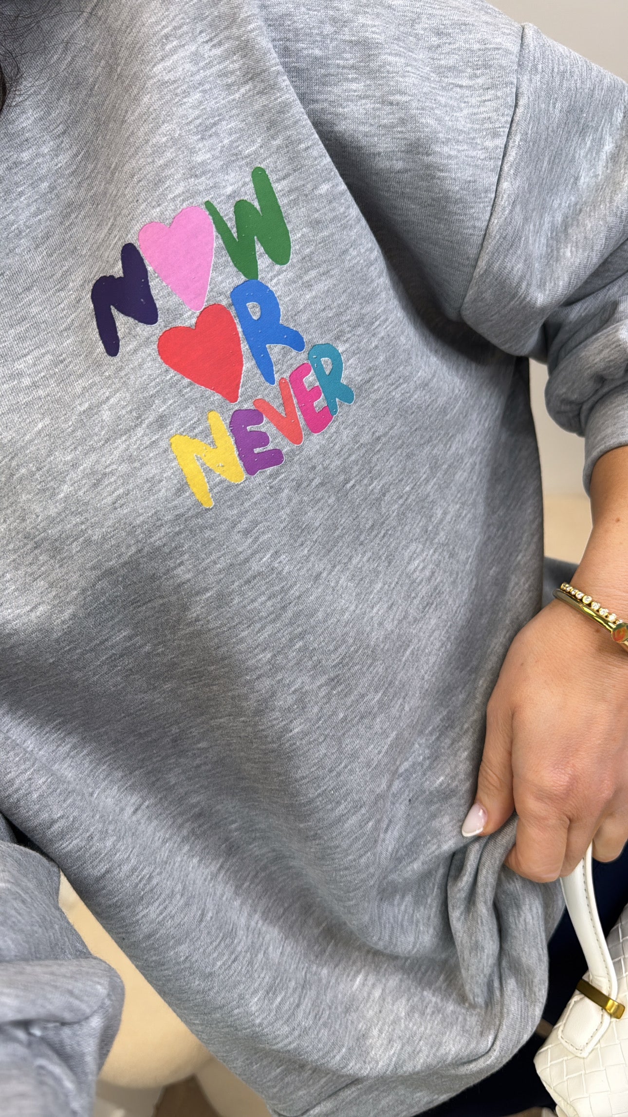 NOW OR NEVER grey logo sweatshirt