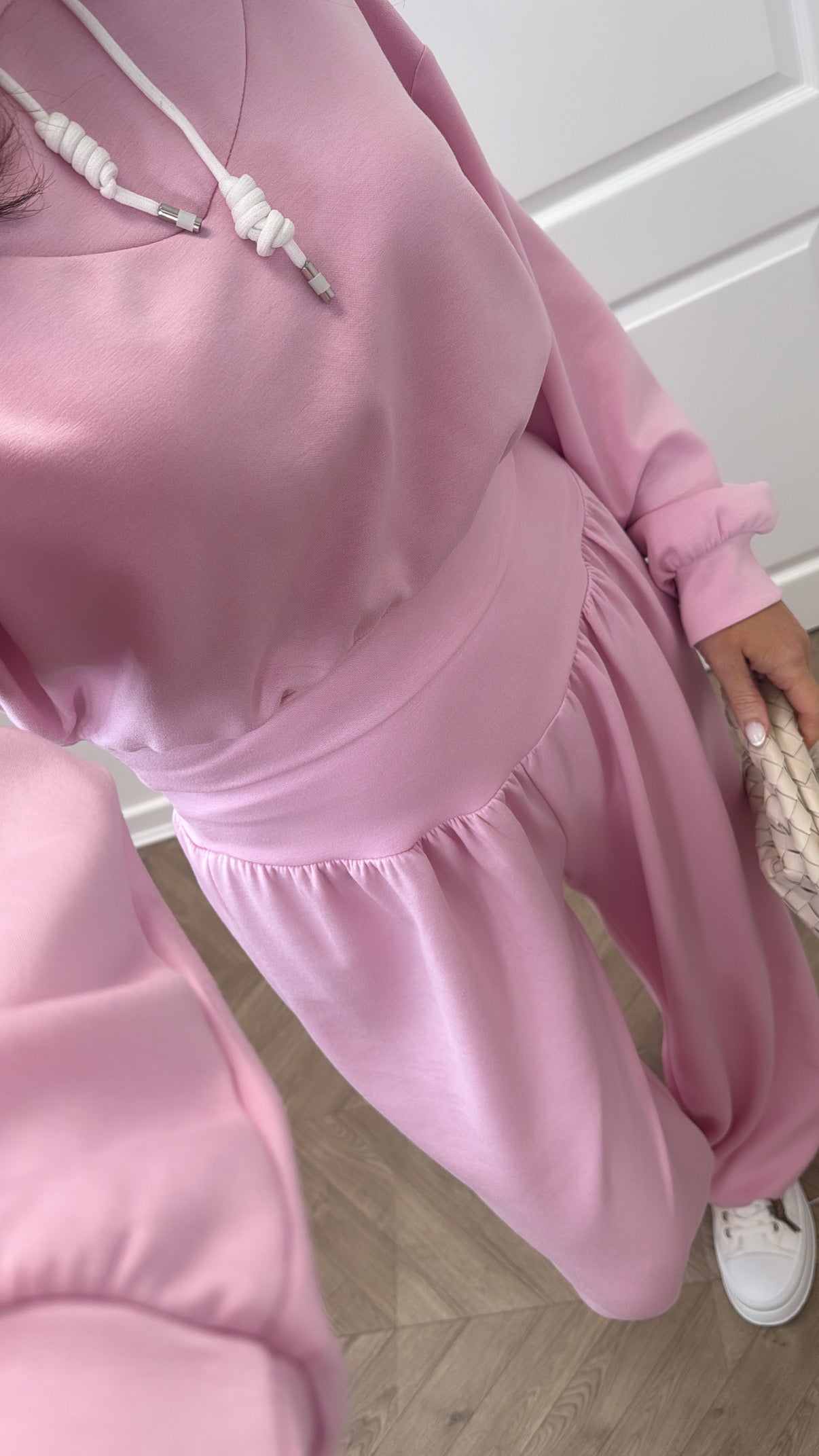 CAITLIN pink cropped hoody and joggers tracksuit