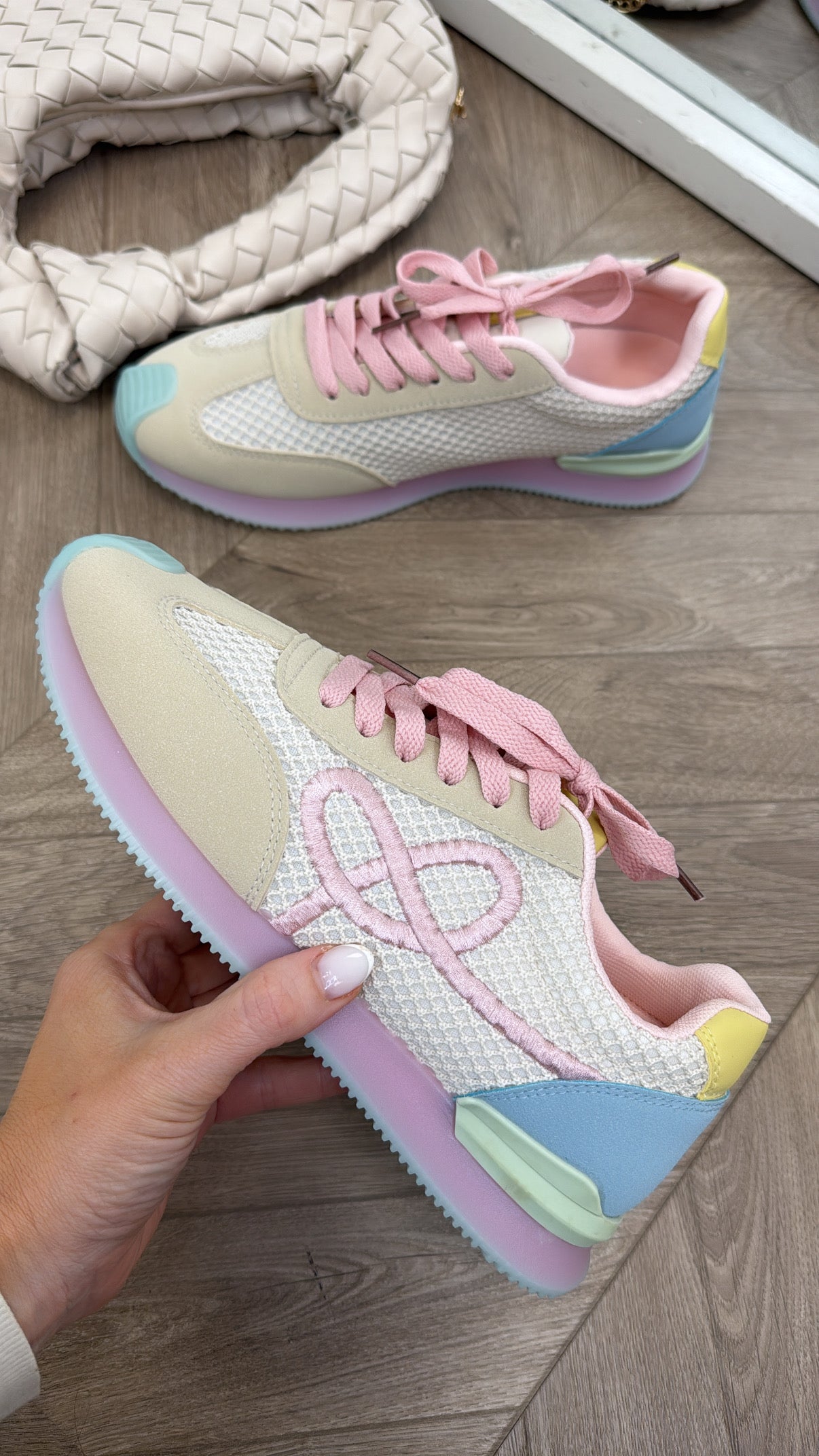 ALLY pastel embroidered trainers