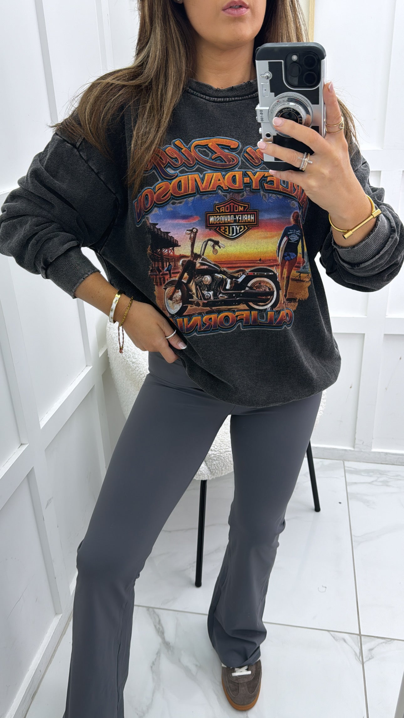 SAN DIEGO black harley davidson motif sweatshirt