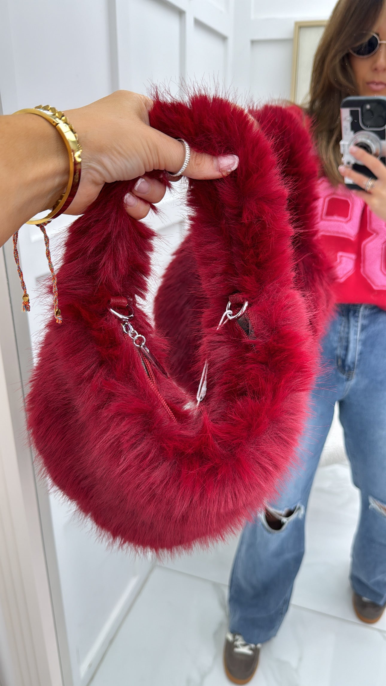 ELEANOR red faux fur grab bag