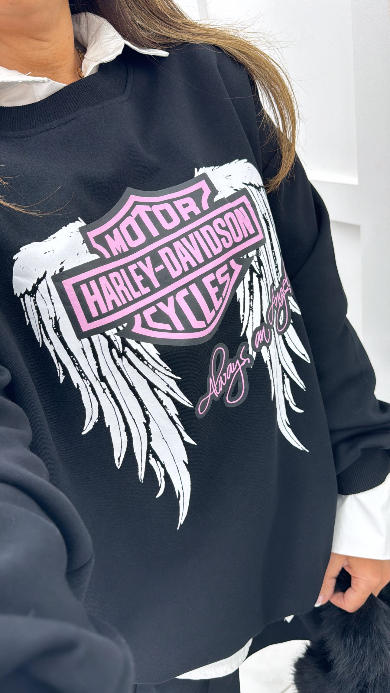 HARLEY DAVIDSON black motorcycle slogan sweatshirt