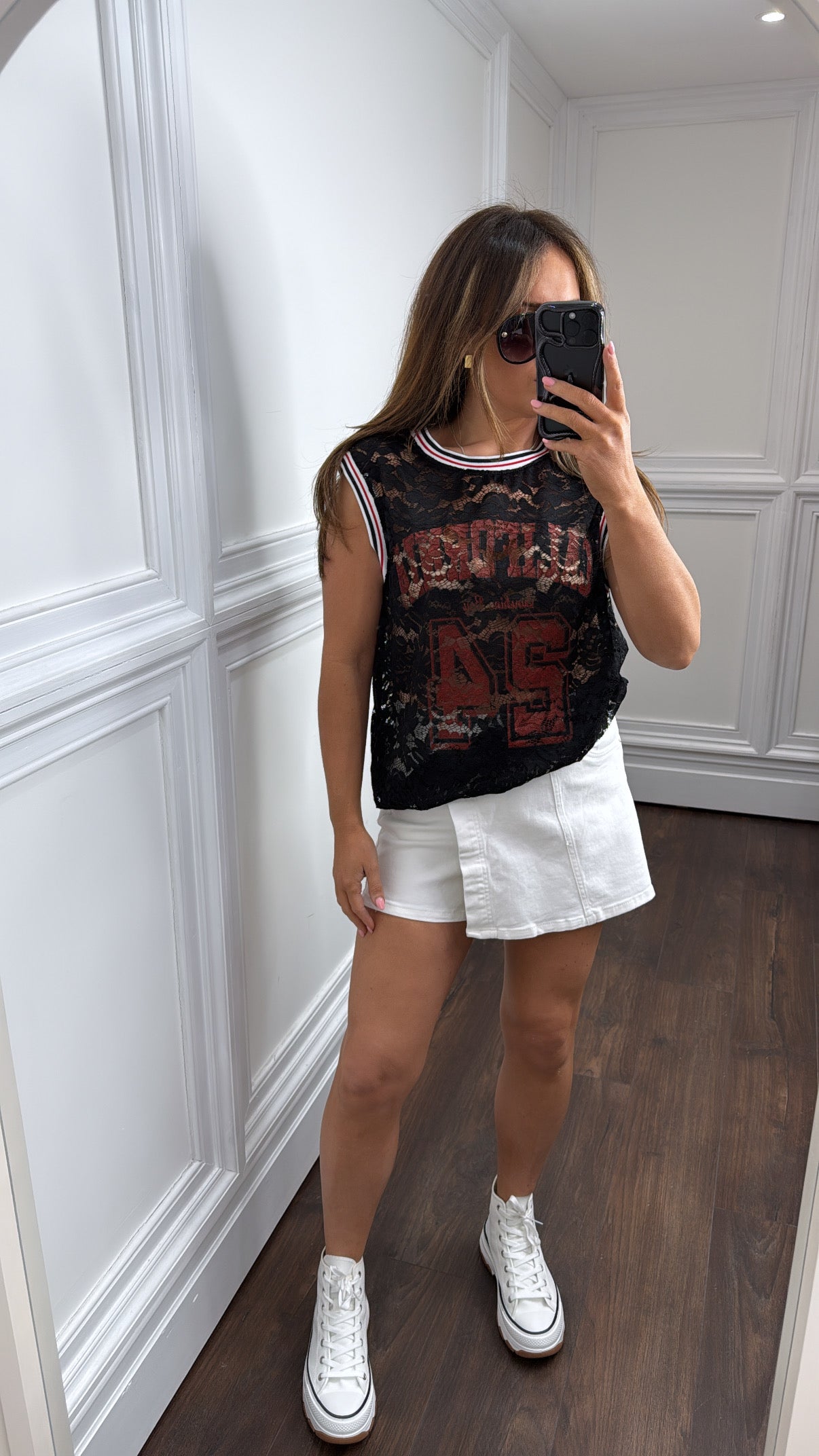SEANA black lace basketball top