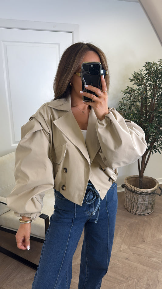 TALIA beige cropped tench jacket