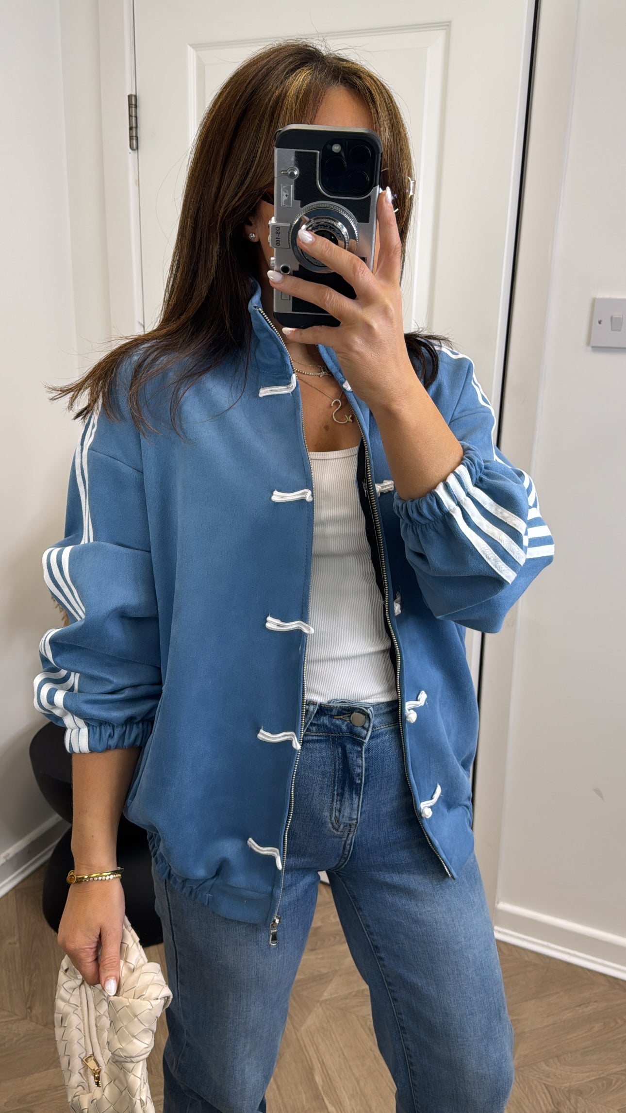 JAYLA blue faux suede jacket