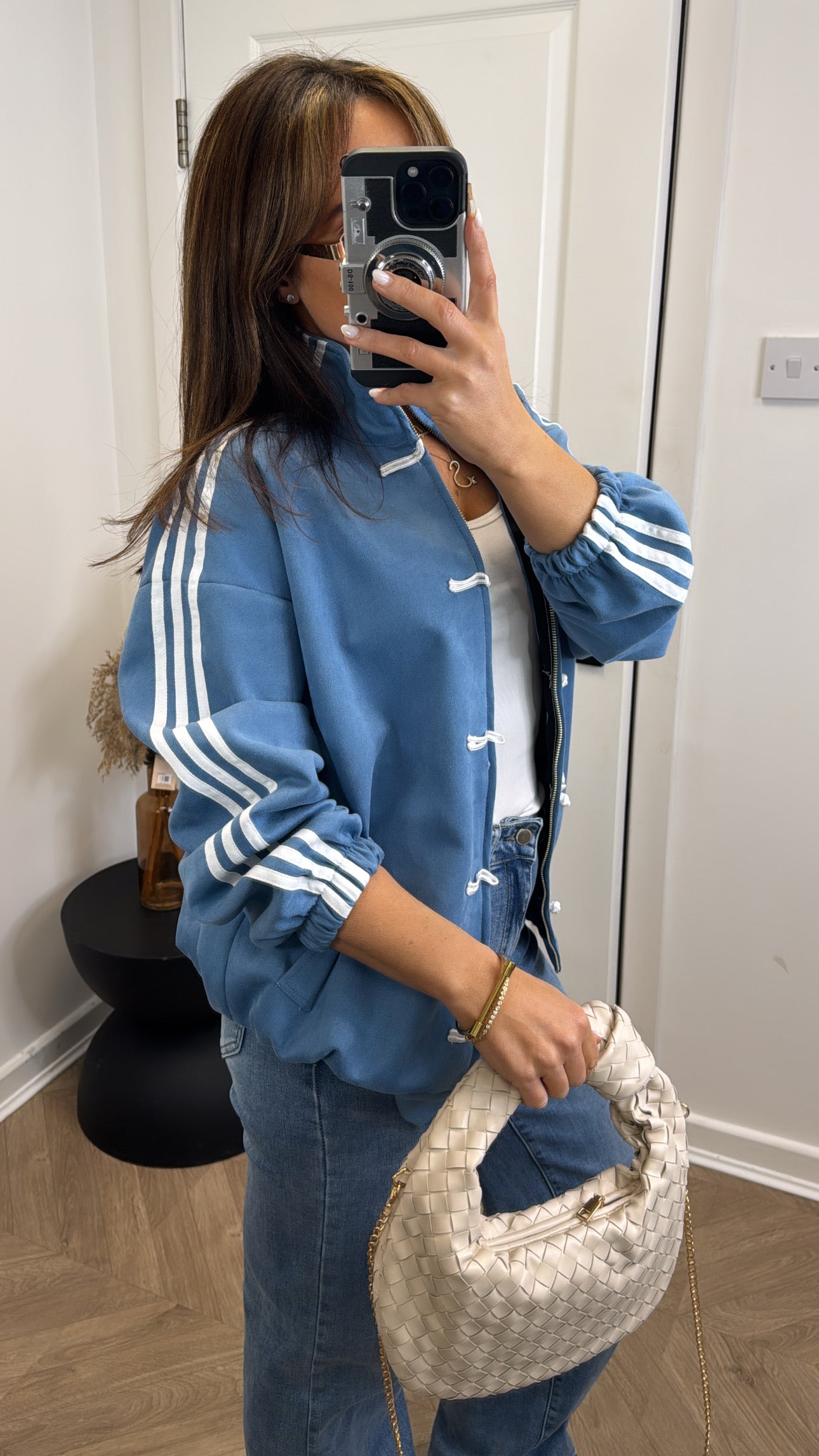 JAYLA blue faux suede jacket