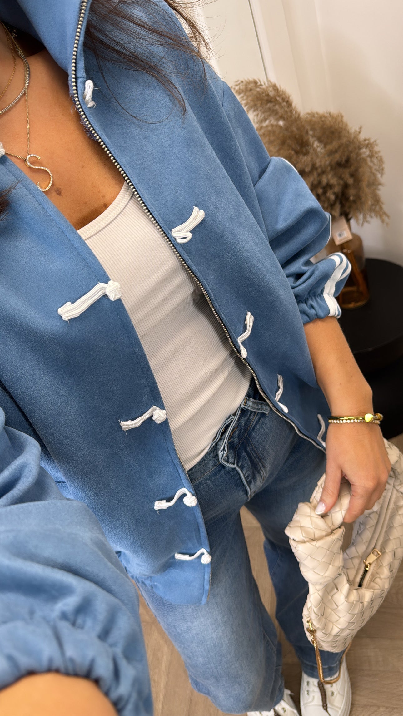 JAYLA blue faux suede jacket