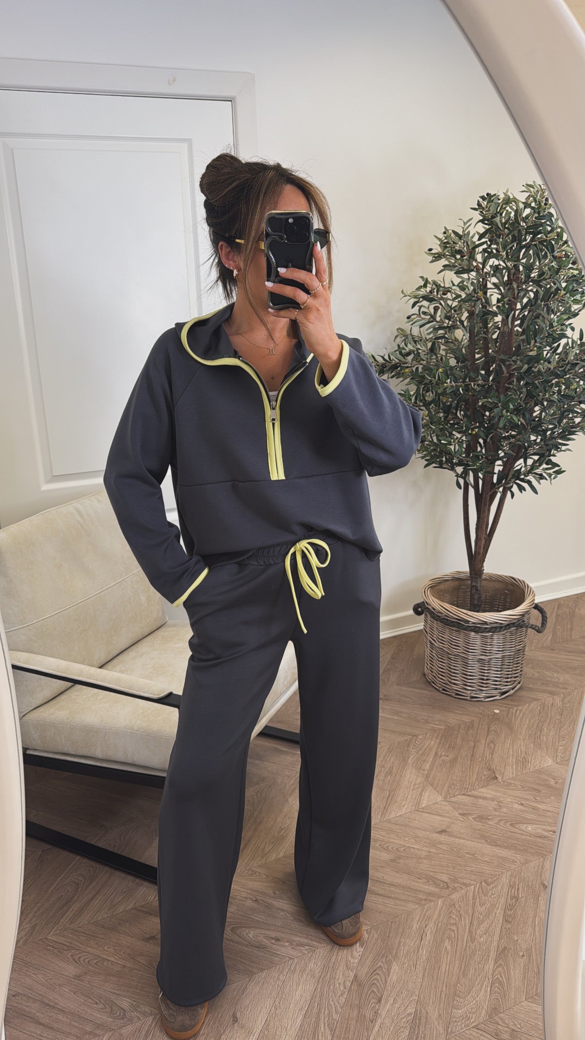 LIBERTY charcoal half zip hoody and trousers lounge set