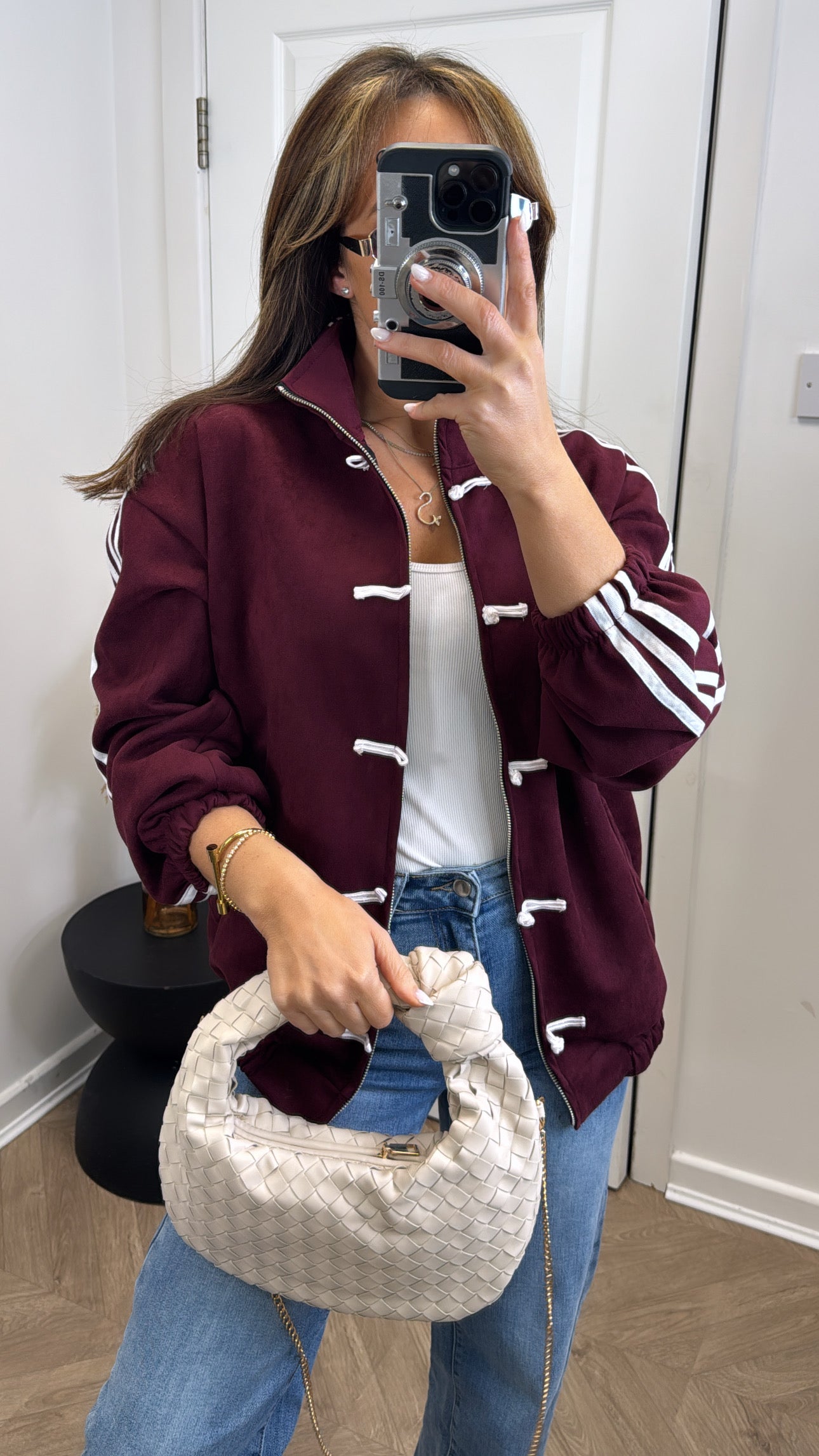 JAYLA burgundy faux suede jacket