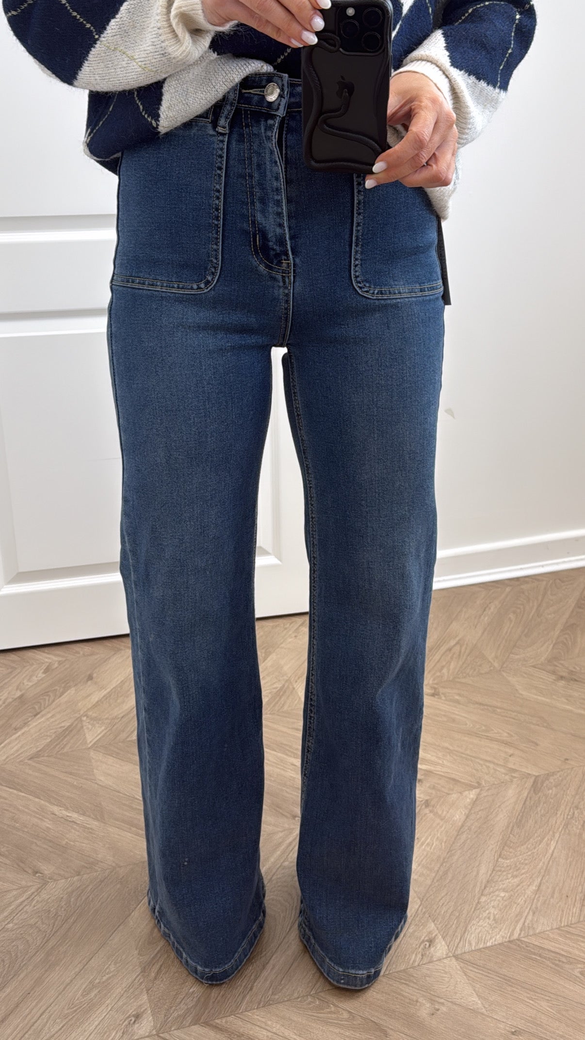 ABBEY dark blue wide leg denim jeans
