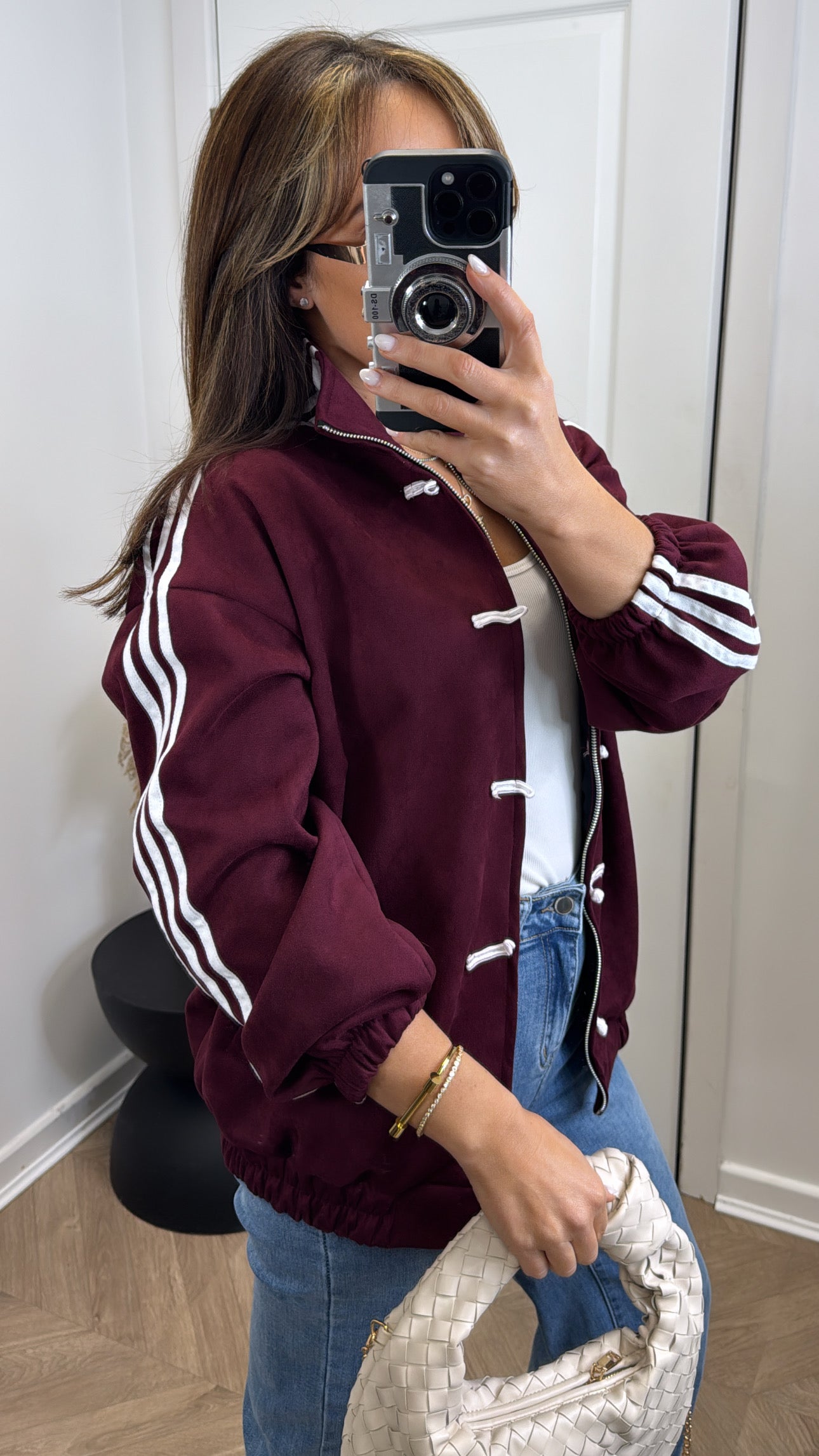 JAYLA burgundy faux suede jacket
