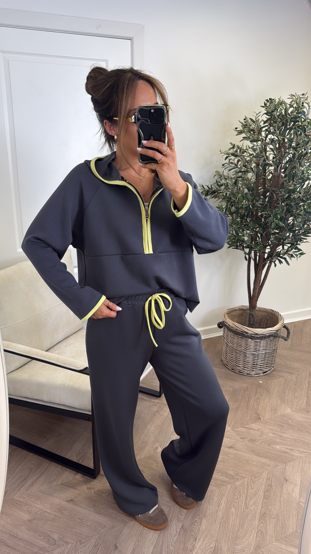LIBERTY charcoal half zip hoody and trousers lounge set