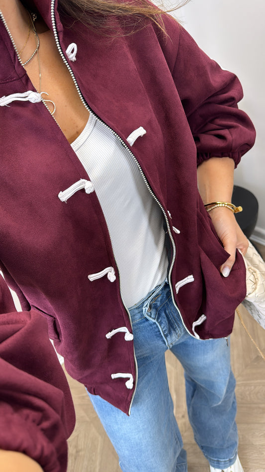 JAYLA burgundy faux suede jacket
